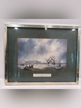 Vintage framed John Wilson Carmichael “Shipping in a Squall off Tynemouth”
